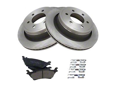 Ceramic 6-Lug Brake Rotor and Pad Kit; Rear (12-14 F-150; 15-18 F-150 w/ Manual Parking Brake)