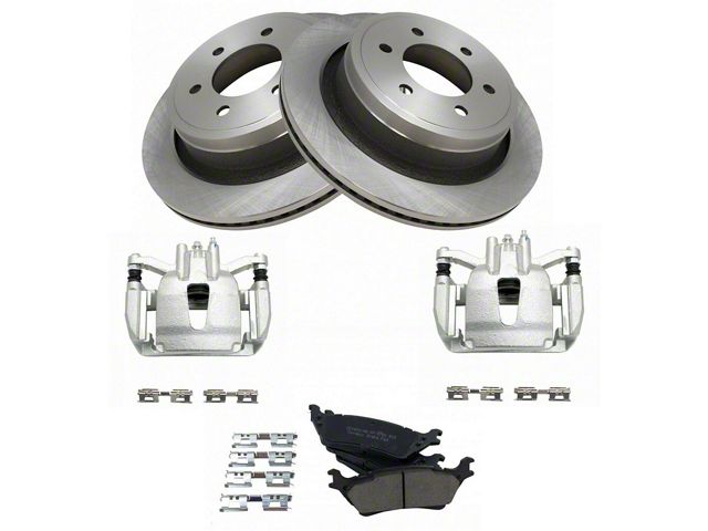 Ceramic 6-Lug Brake Rotor, Pad and Caliper Kit; Rear (12-14 F-150; 15-16 F-150 w/ Manual Parking Brake)