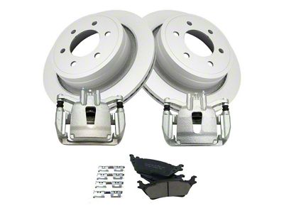 Ceramic 6-Lug Brake Rotor, Pad and Caliper Kit; Rear (12-14 F-150; 15-16 F-150 w/ Manual Parking Brake)