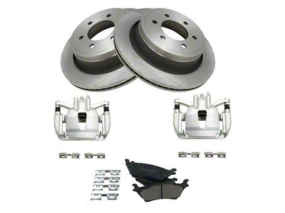 Ceramic 6-Lug Brake Rotor, Pad and Caliper Kit; Rear (12-14 F-150; 15-16 F-150 w/ Manual Parking Brake)