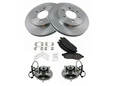 Ceramic 6-Lug Brake Rotor, Pad and Wheel Bearing Kit; Front (04-05 4WD F-150)