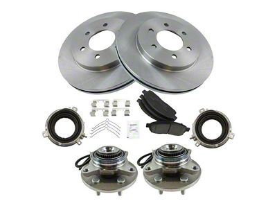 Ceramic 6-Lug Brake Rotor, Pad and Wheel Bearing Kit; Front (04-08 4WD F-150)