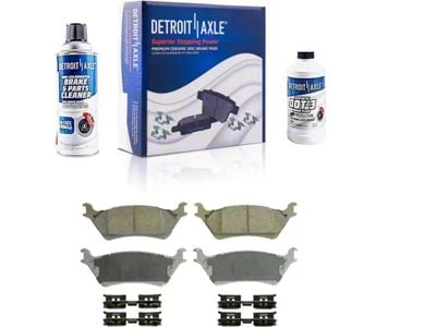 Ceramic Brake Pads with Brake Fluid and Cleaner; Rear Pair (12-14 F-150; 15-20 F-150 w/ Manual Parking Brake)