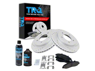 Ceramic Performance 5-Lug Brake Rotor, Pad, Brake Fluid and Cleaner Kit; Front (97-03 4WD F-150)