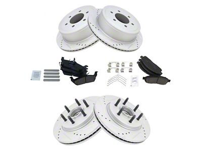 Ceramic Performance 6-Lug Brake Rotor and Pad Kit; Front and Rear (04-08 2WD F-150)