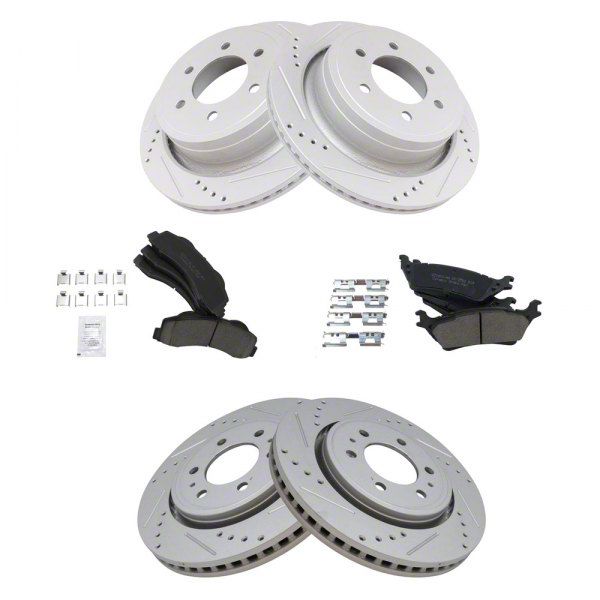 F150 Ceramic Performance 6Lug Brake Rotor and Pad Kit; Front and Rear