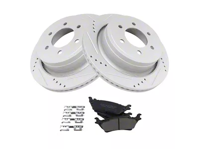 Ceramic Performance 6-Lug Brake Rotor and Pad Kit; Rear (12-14 2WD/4WD F-150; 15-18 F-150 w/ Manual Parking Brake)