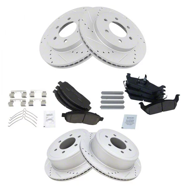 F150 Ceramic Performance Brake Rotor and Pad Kit; Front and Rear (04