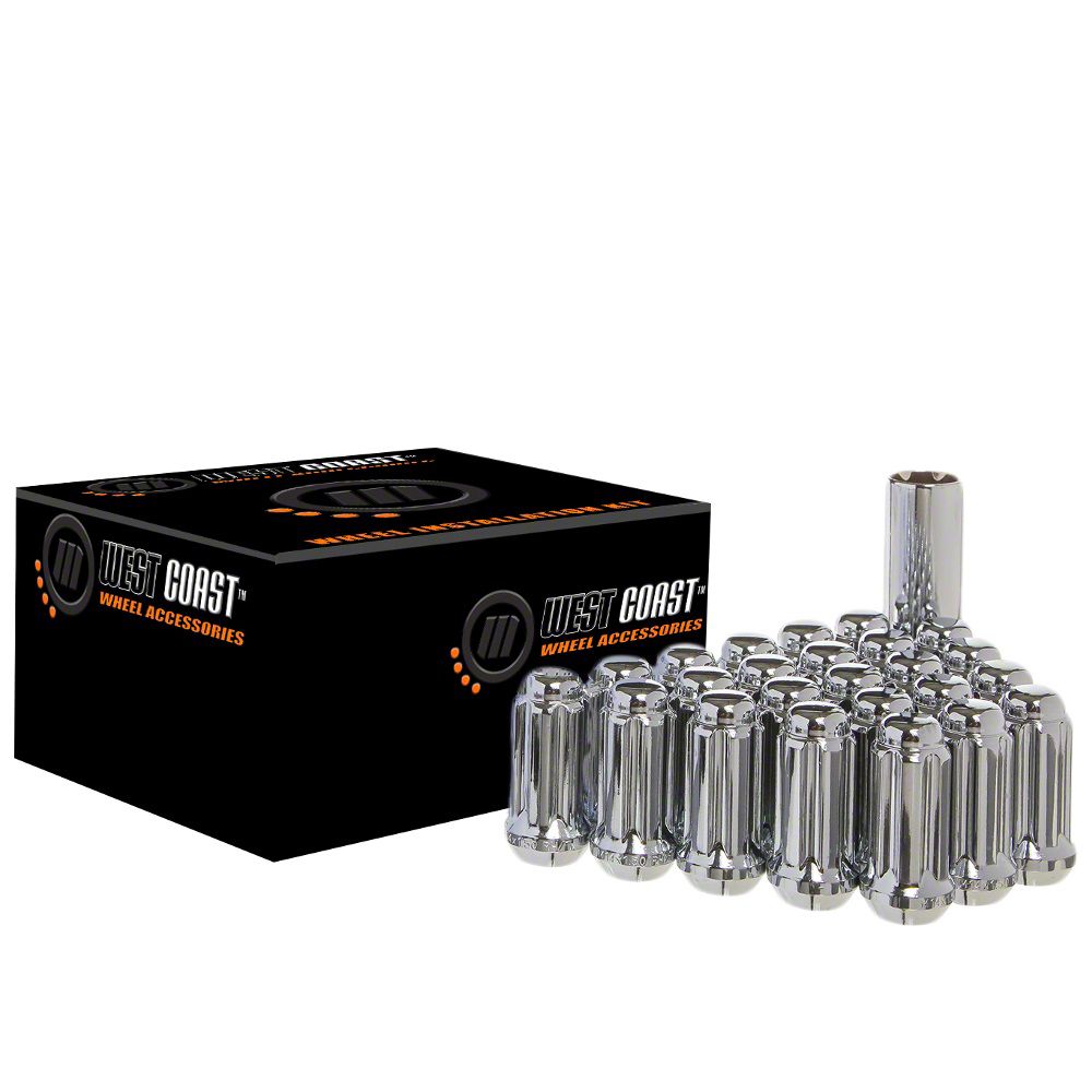 F150 Chrome Acorn Spline Lug Nuts; M14x2.0; Set of 24 (0414 F150