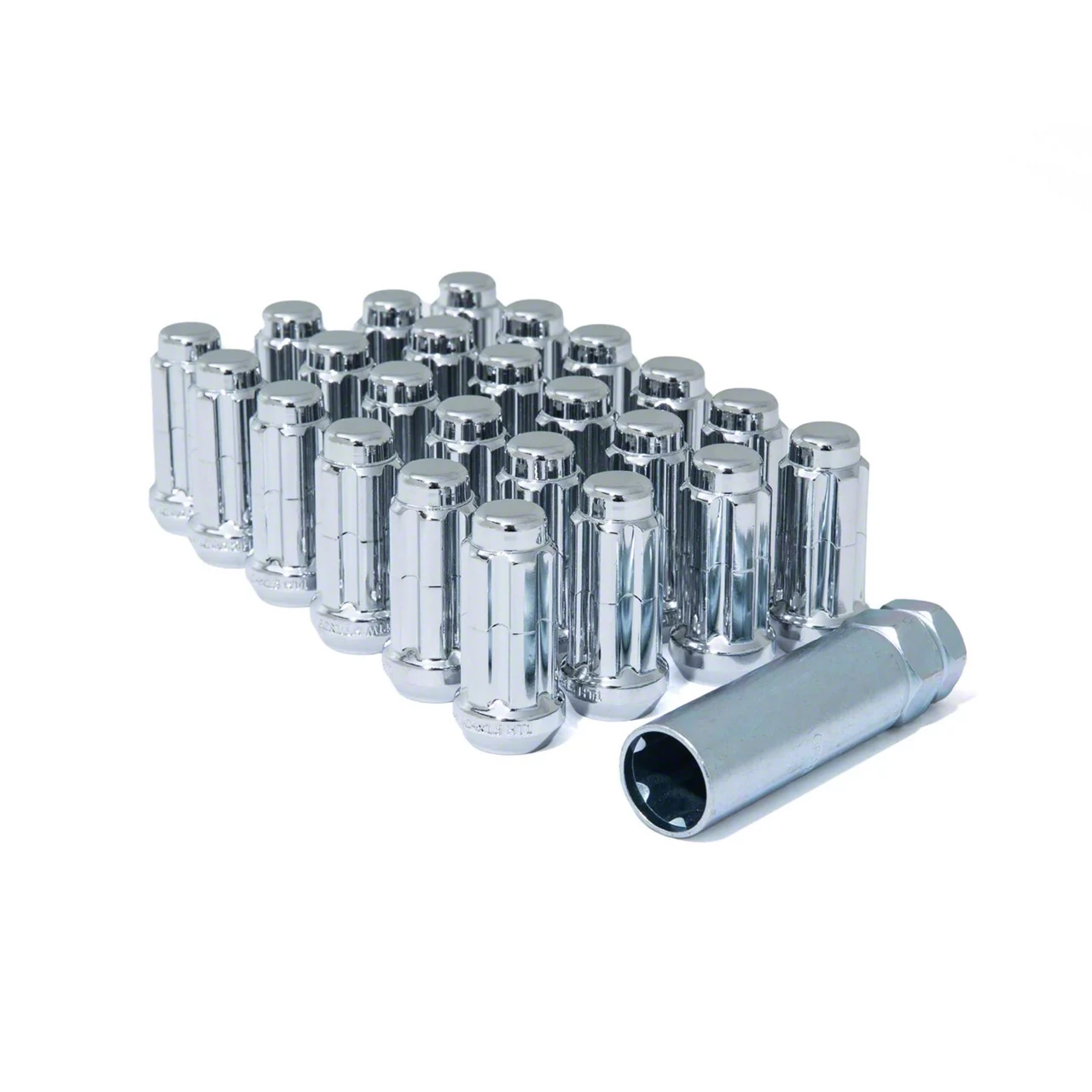 F150 Chrome Close End Spline Lug Nuts; M14 x 1.5; Set of 24 (1524 F