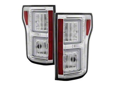 Light Bar LED Tail Lights; Chrome Housing; Clear Lens (18-20 F-150 w/ Factory Halogen Non-BLIS Tail Lights)