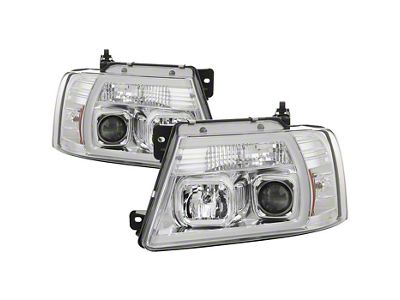 Light Bar Projector Headlights; Chrome Housing; Clear Lens (04-08 F-150)