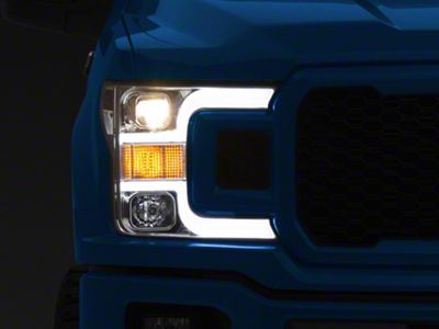 Projector Headlights; Chrome Housing; Clear Lens (18-20 F-150 w/ Factory Halogen Headlights)