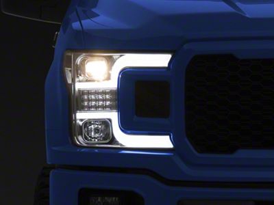 Sequential Turn Signal Projector Headlights; Chrome Housing; Clear Lens (18-20 F-150 w/ Factory Halogen Headlights)