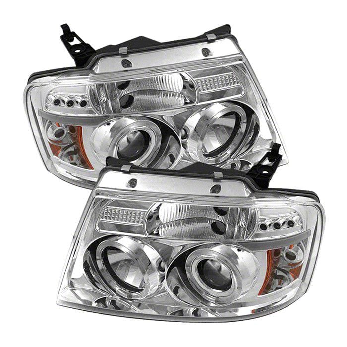 Version 2 LED Halo Projector Headlights; Chrome Housing; Clear Lens (04-08 F-150)