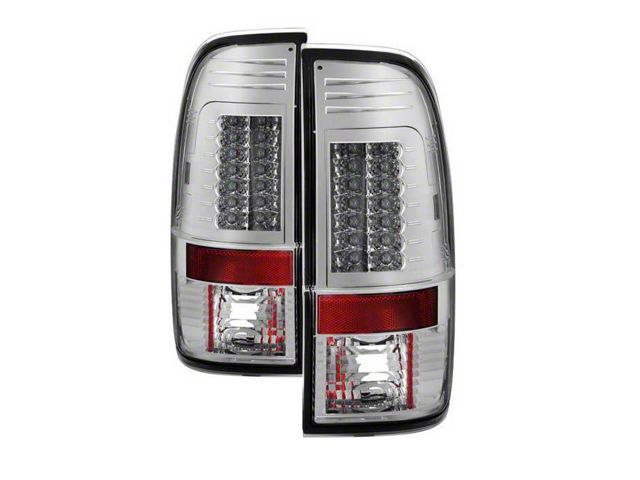 Version 2 LED Tail Lights; Chrome Housing; Clear Lens (97-03 F-150 Styleside Regular Cab, SuperCab)