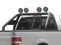Classic Roll Bar with 5.30-Inch Black Round Flood LED Lights; Black (00-25 F-150 Styleside)