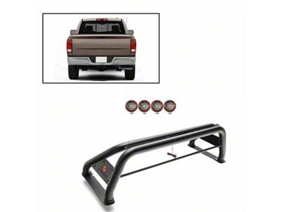 Classic Roll Bar with 5.30-Inch Red Round Flood LED Lights; Stainless Steel (00-24 F-150 Styleside)