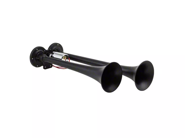 Compact Dual Air Horn System; Black; Coated Spun Cooper (Universal; Some Adaptation May Be Required)