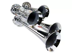 Compact Quad Air Horn System; Chrome; Zinc Alloy (Universal; Some Adaptation May Be Required)