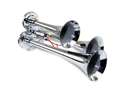 Compact Triple Air Horn System; Chrome; Zinc Alloy (Universal; Some Adaptation May Be Required)