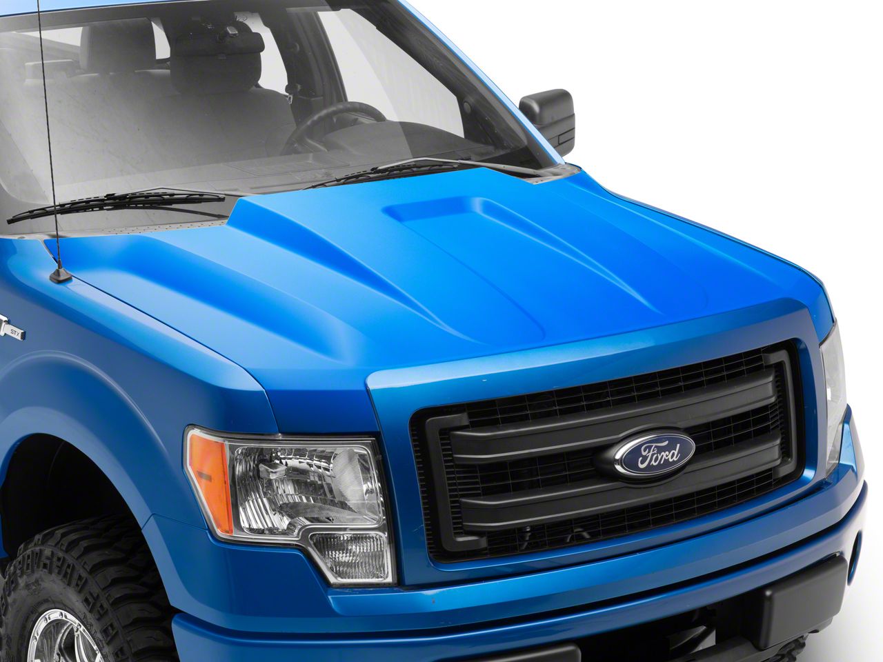 F150 Cowl Induction Style Hood; Unpainted (0914 F150, Excluding