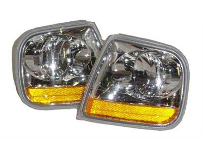 Replacement Diamond Cut Turn Signal/Corner Lights; Chrome (97-03 F-150)