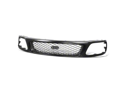 Diamond Mesh Style Upper Replacement Grille; Black (97-98 4WD F-150)