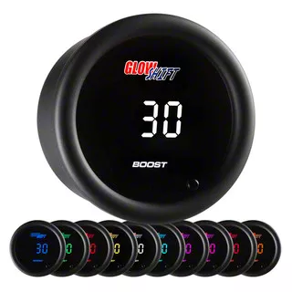 Digital Boost/Vacuum Gauge; Black 10 Color (Universal; Some Adaptation May Be Required)