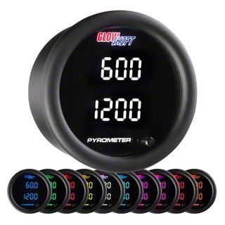 Digital Dual 2200-Degree Exhaust Gas Temperature Gauge; Black 10 Color (Universal; Some Adaptation May Be Required)