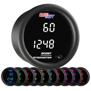 Digital Dual 60 PSI Boost and Pyrometer EGT Gauge; Black 10 Color (Universal; Some Adaptation May Be Required)