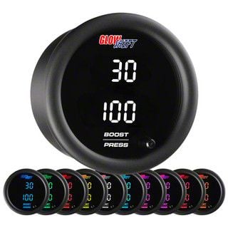 Digital Dual Boost/Vacuum and Pressure Gauge; Black 10 Color (Universal; Some Adaptation May Be Required)