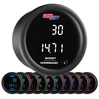 Digital Dual Boost/Vacuum and Wideband Air/Fuel Ratio Gauge; Black 10 Color (Universal; Some Adaptation May Be Required)