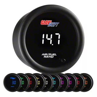 Digital Narrowband Air/Fuel Ratio Gauge; Black 10 Color (Universal; Some Adaptation May Be Required)