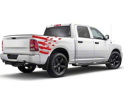 Distressed US Flag Bed Decal; Red (04-25 F-150)