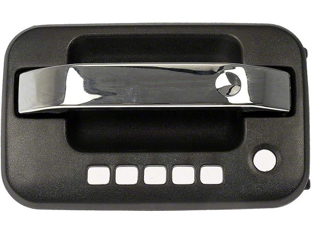 Exterior Door Handle; Front Left; Metal; Textured Black; With Chrome Lever and Keypad Opening; Plastic (09-14 F-150)