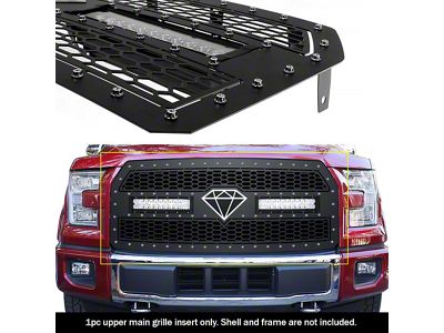 Double Layer Laser Cut Sheet Upper Replacement Grille; Black (15-17 F-150 w/o Forward Facing Camera, Excluding Raptor)
