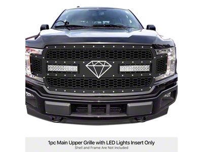 Double Layer Laser Cut Sheet Upper Replacement Grille; Black (18-20 F-150 w/o Forward Facing Camera, Excluding Raptor)