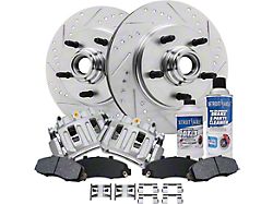Drilled and Slotted 5-Lug Brake Rotor, Pad, Caliper, Brake Fluid and Cleaner Kit; Front (00-03 2WD F-150 w/ Rear Disc Brakes, Excluding Lightning)