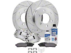 Drilled and Slotted 6-Lug Brake Rotor, Pad, Caliper, Brake Fluid and Cleaner Kit; Front (05-08 4WD F-150)