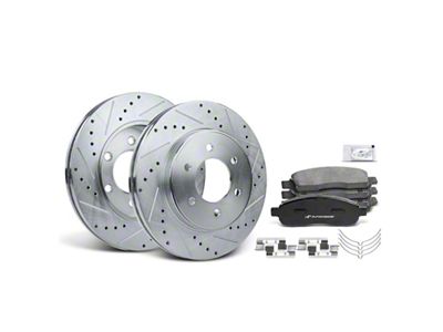 Drilled and Slotted 6-Lug Brake Rotor and Pad Kit; Front (04-08 4WD F-150)