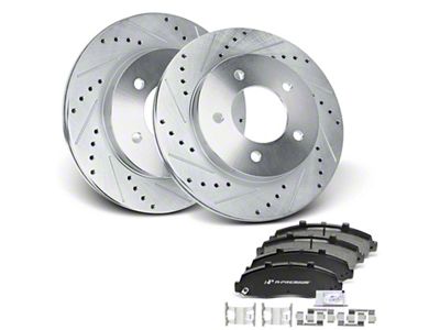 Drilled and Slotted 5-Lug Brake Rotor and Pad Kit; Front (97-03 4WD F-150)