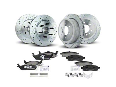 Drilled and Slotted 6-Lug Brake Rotor and Pad Kit; Front and Rear (04-08 2WD F-150)
