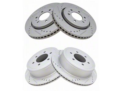 Drilled and Slotted 6-Lug Rotors; Front and Rear (10-11 F-150)
