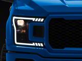 DRL LED Light Bar Projector Headlights; Black Housing; Smoked Lens (18-20 F-150 w/ Factory Halogen Headlights)