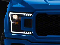 DRL LED Light Bar Projector Headlights; Black Housing; Smoked Lens (18-20 F-150 w/ Factory Halogen Non-BLIS Tail Lights)