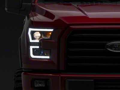 DRL Projector Headlights; Black Housing; Clear Lens (15-17 F-150 w/ Factory Halogen Headlights)