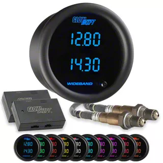 Dual Digital Wideband Air/Fuel Ratio Gauge; Black 10 Color (Universal; Some Adaptation May Be Required)