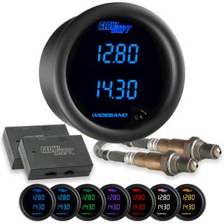 Dual Digital Wideband Air/Fuel Ratio Gauge; Black 7 Color (Universal; Some Adaptation May Be Required)