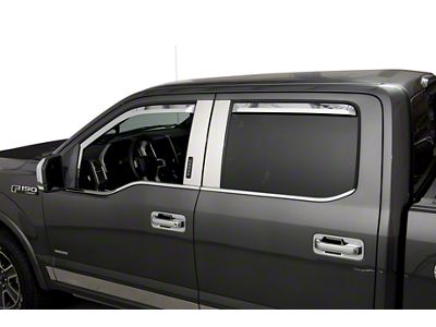Putco Element Chrome Window Visors; Channel Mount; Front and Rear (21-25 F-150 SuperCab)
